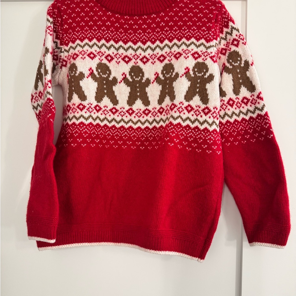 Red Gingerbread Pattern kid Sweater - Picture 3 of 4
